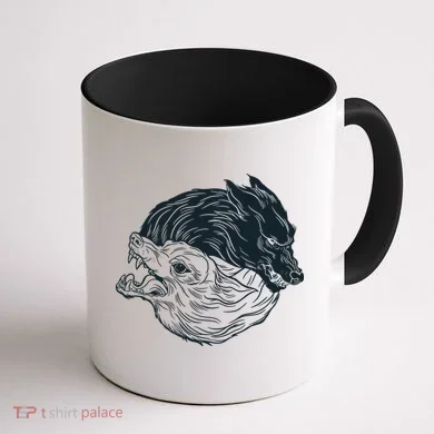 Ying Yang Wolves Coffee Mug back