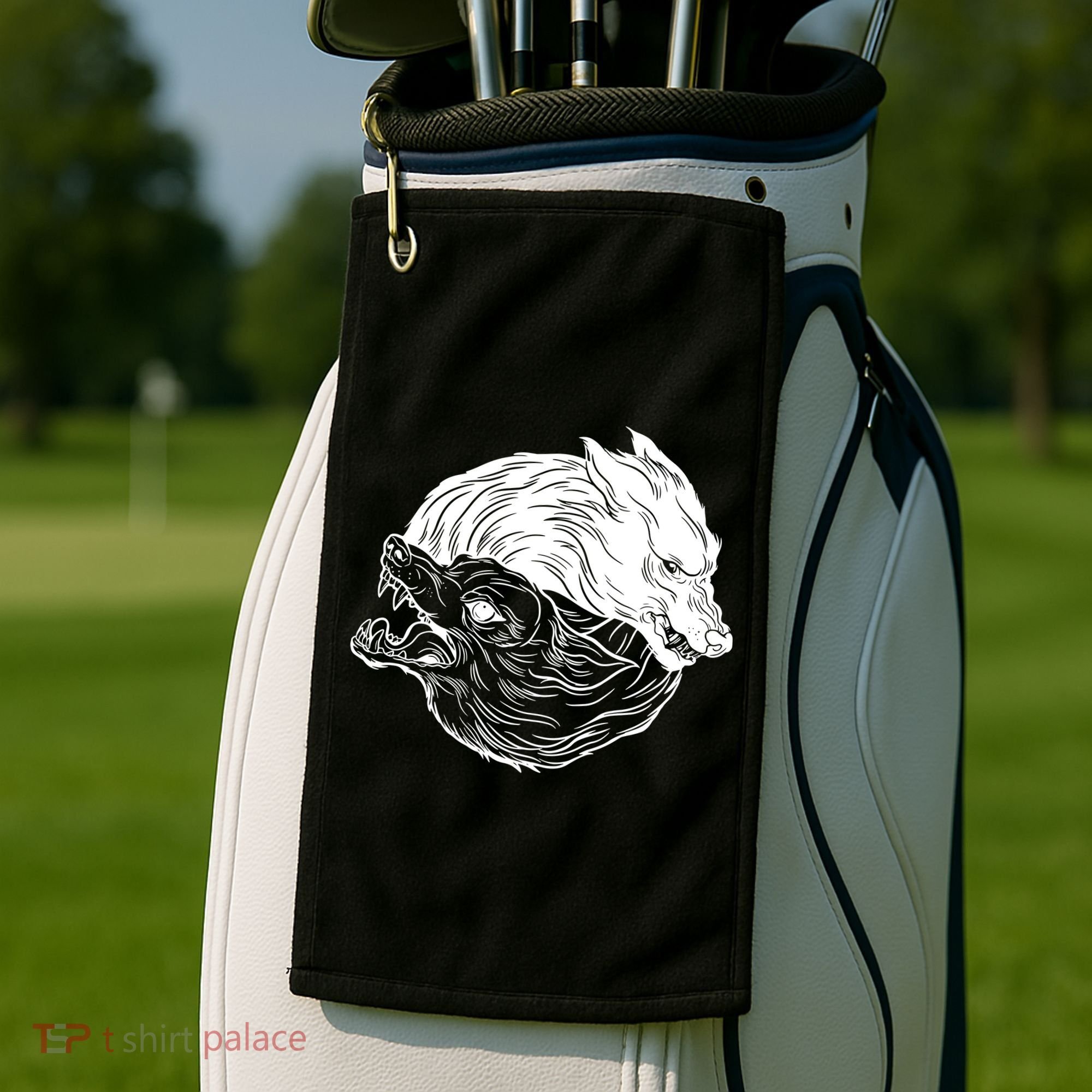 Ying Yang Wolves Golf Towel