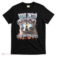 YouRe Into Pronouns Let Me Shethem Tiddies Funny Raccoon T-Shirt thumb 0