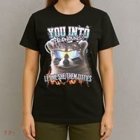YouRe Into Pronouns Let Me Shethem Tiddies Funny Raccoon T-Shirt thumb 4