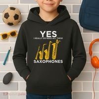 Yes I Really Do Need All These Saxophones Kids Hoodie thumb 2