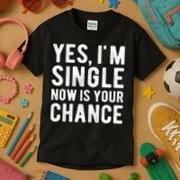 Yes, I'm Single Now Is Your Chance Funny Dating Kids T-Shirt thumb 3