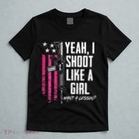 Yeah I Shoot Like A Girl Want A Lesson Usa Ladies Gun T-Shirt thumb 5