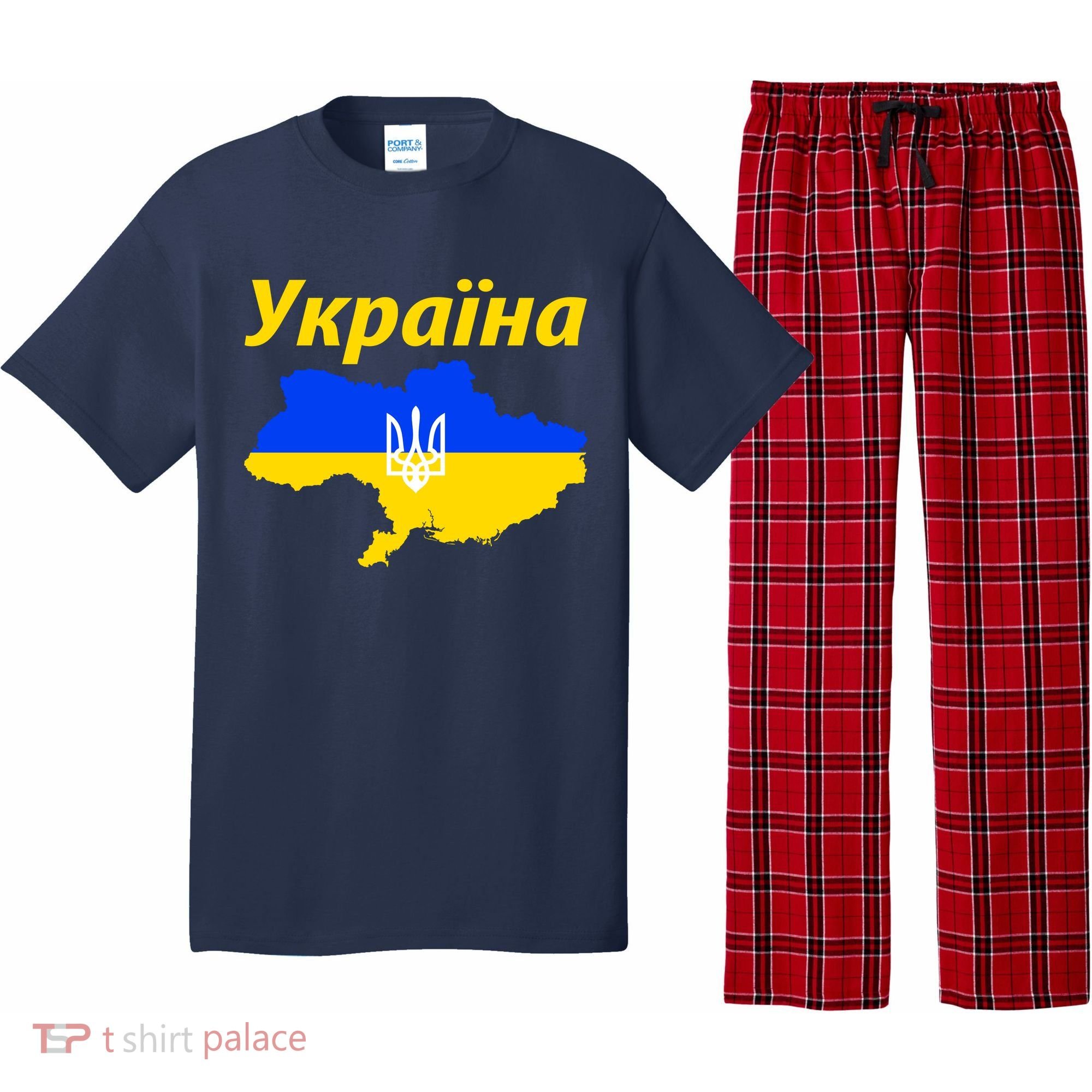YKPAIHA I Stand With Ukraine Support Military Flag Pajama Set