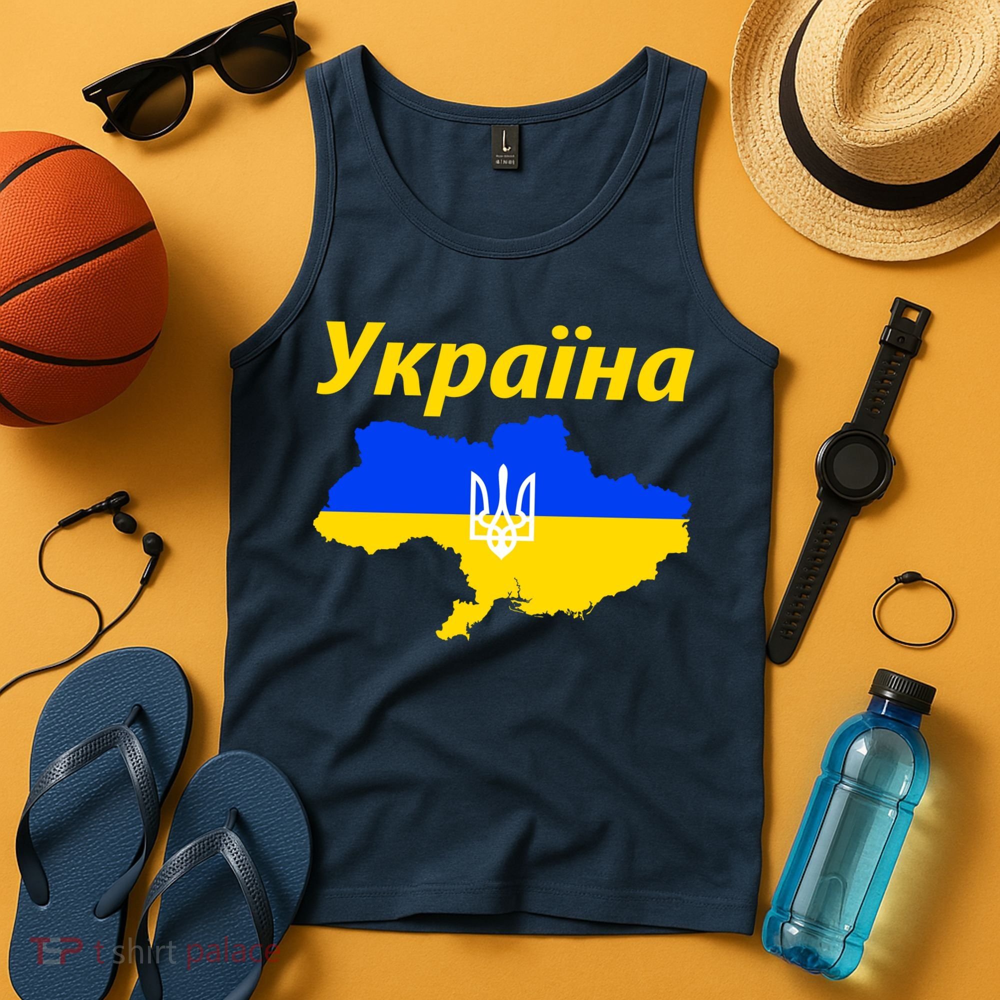 YKPAIHA I Stand With Ukraine Support Military Flag Tank Top