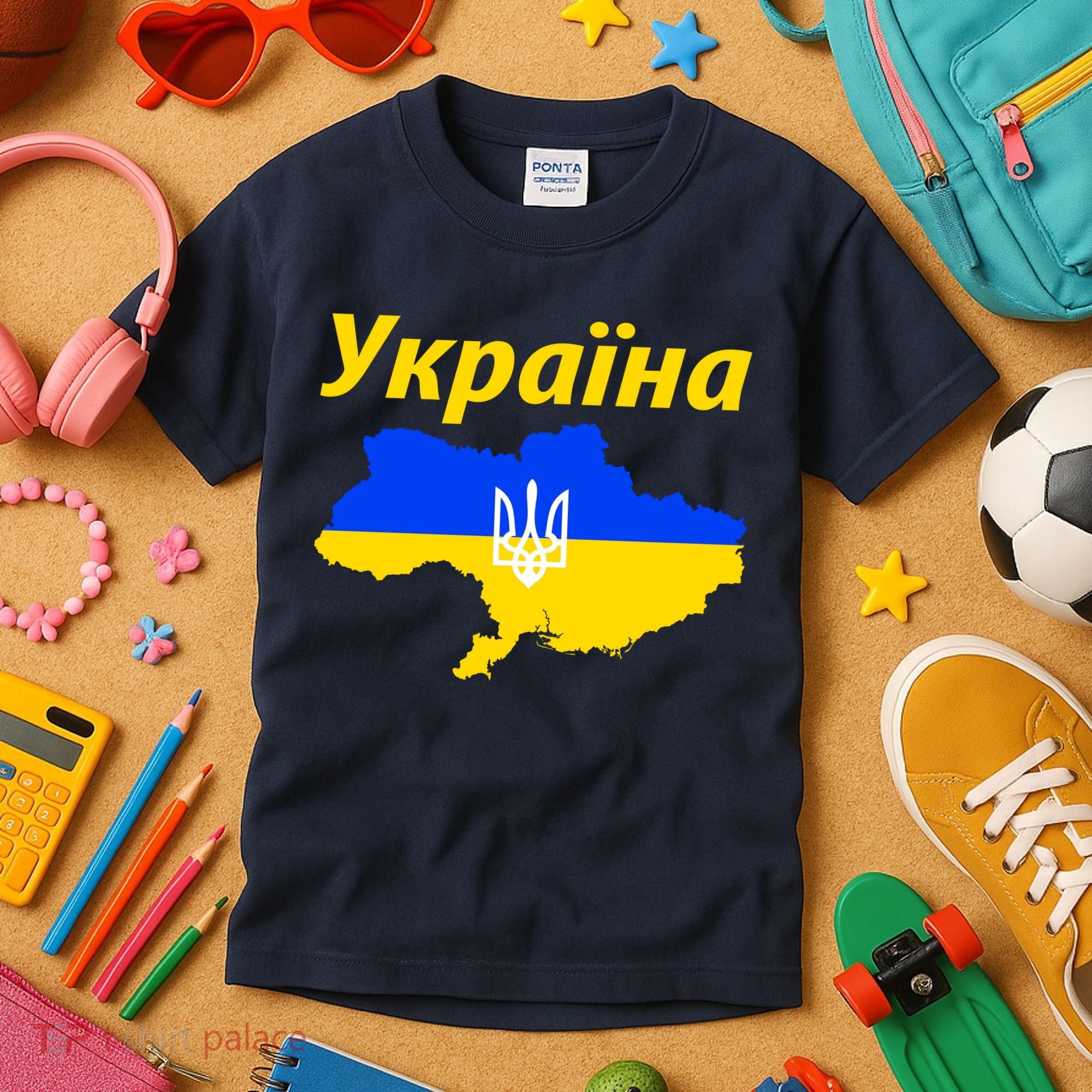 YKPAIHA I Stand With Ukraine Support Military Flag Kids T-Shirt