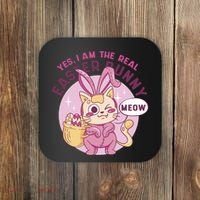 Yes I'm The Real Easter Bunny Funny Cat Coaster thumb 0