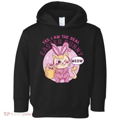 Yes I'm The Real Easter Bunny Funny Cat Toddler Hoodie
