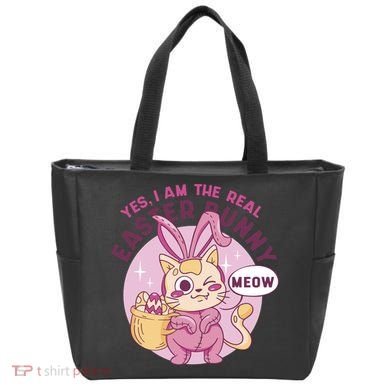 Yes I'm The Real Easter Bunny Funny Cat Tote Bag