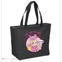Yes I'm The Real Easter Bunny Funny Cat Tote Bag thumb 2