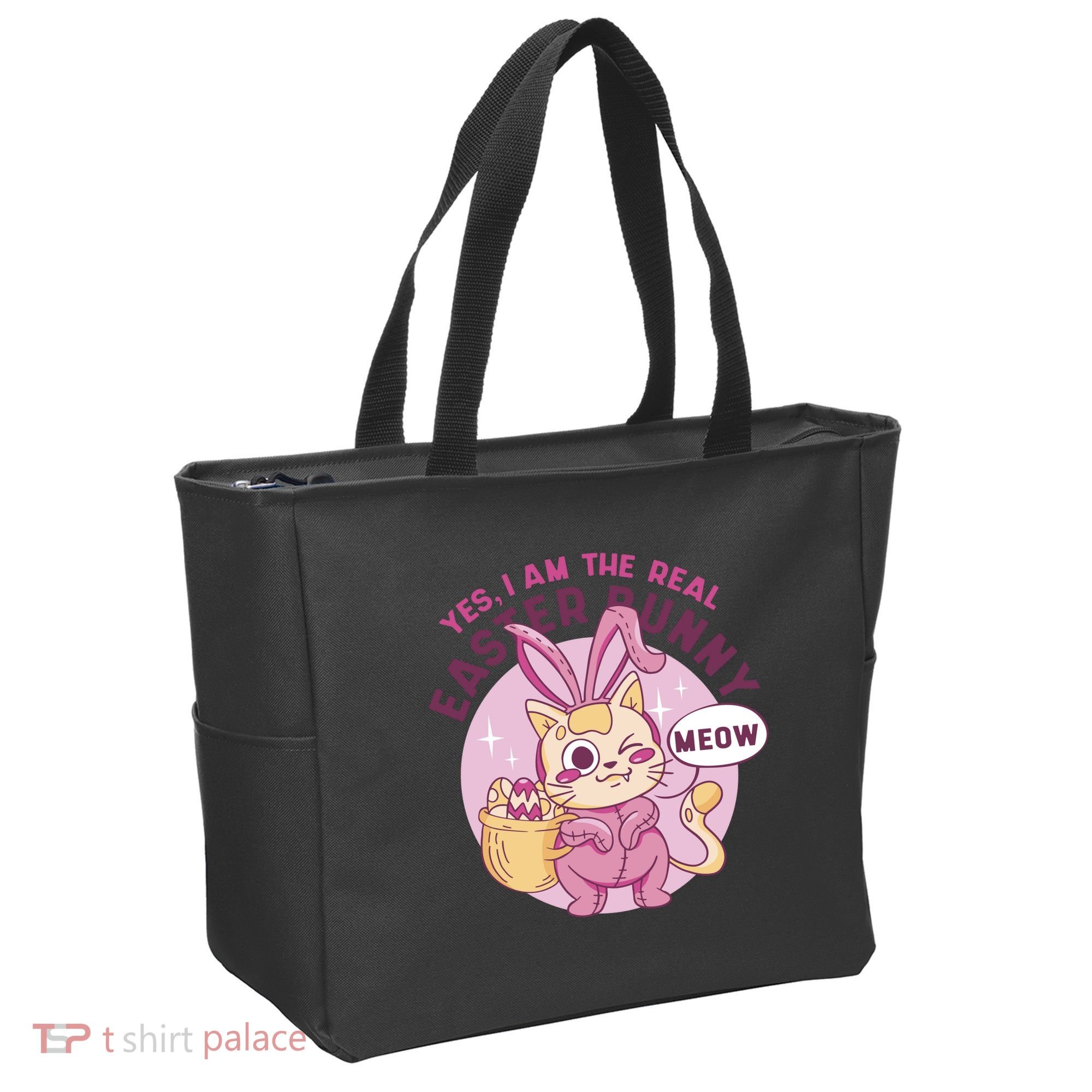Yes I'm The Real Easter Bunny Funny Cat Tote Bag