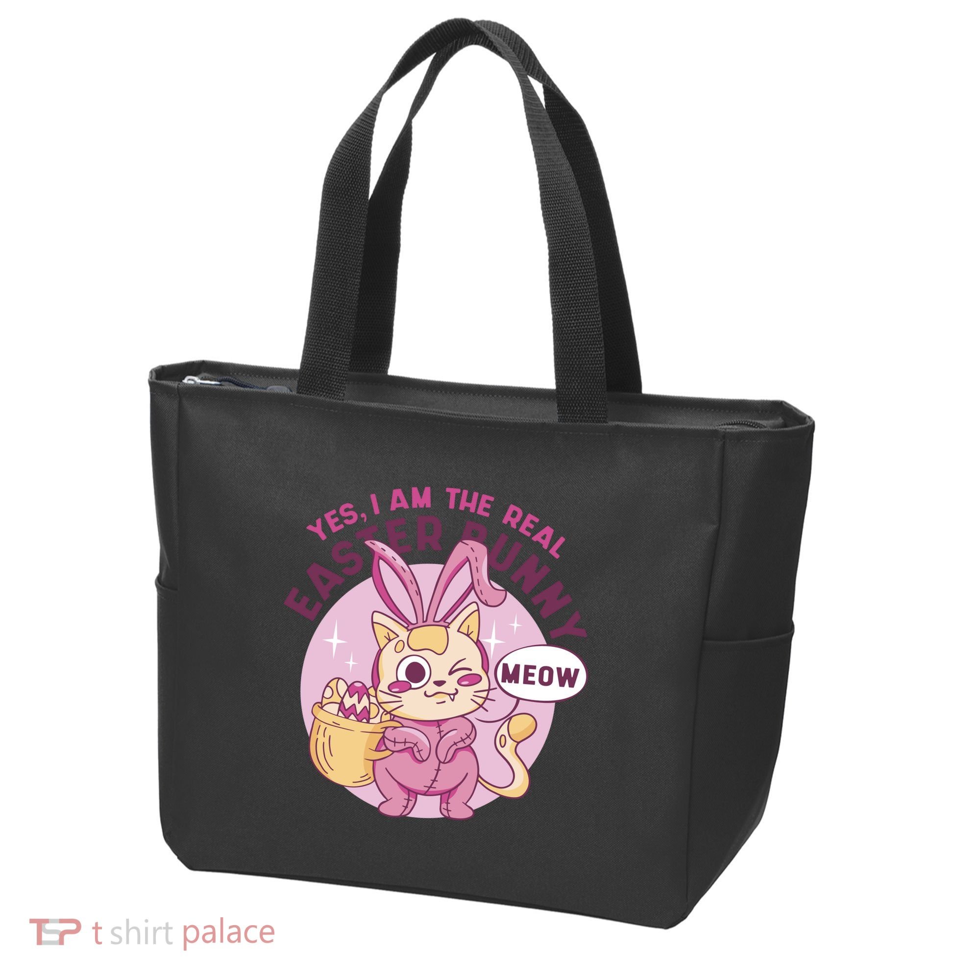 Yes I'm The Real Easter Bunny Funny Cat Tote Bag