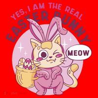 Yes I'm The Real Easter Bunny Funny Cat Santa Hat thumb 1