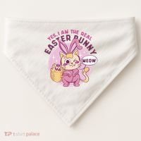 Yes I'm The Real Easter Bunny Funny Cat USA-Made Doggie Bandana thumb 0