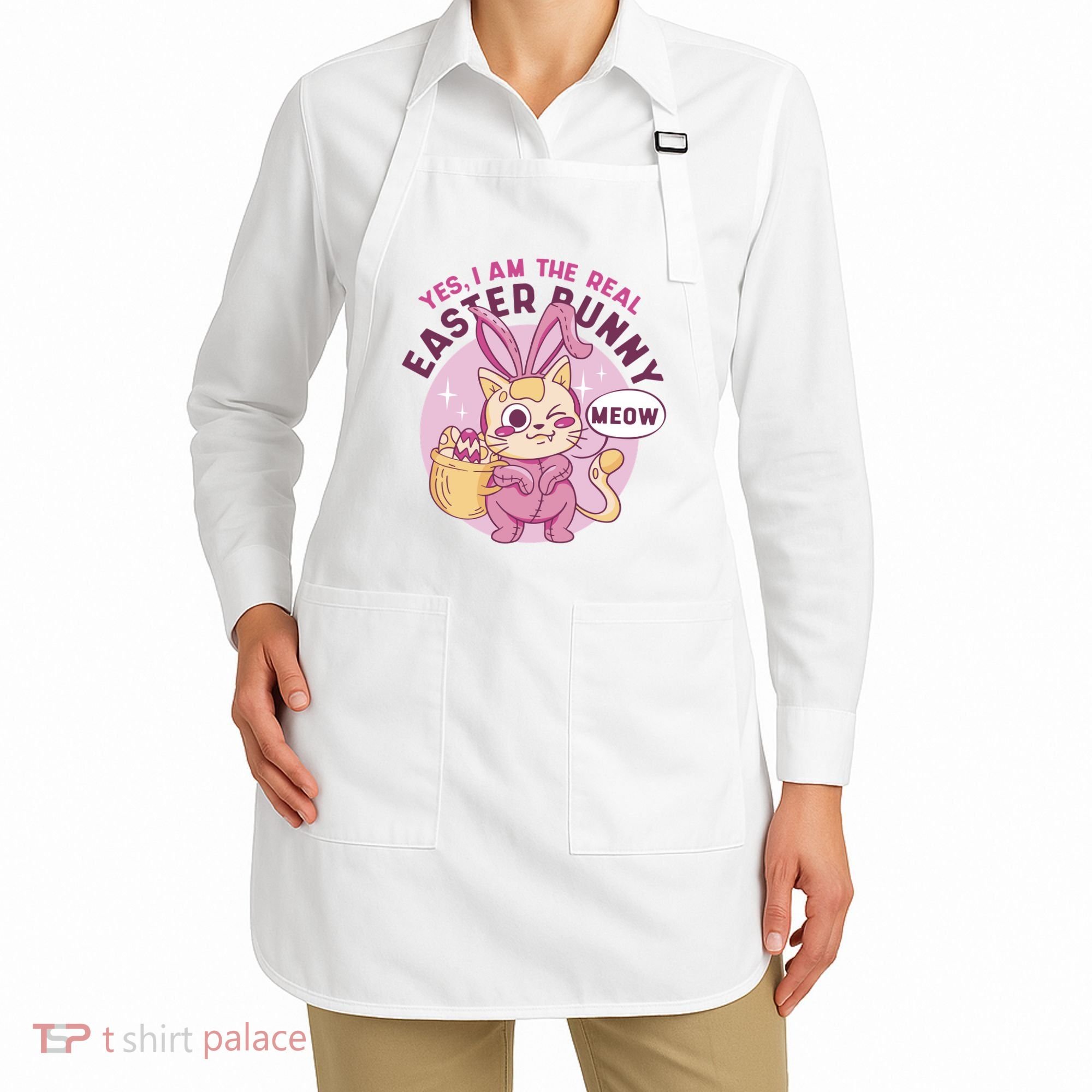 Yes I'm The Real Easter Bunny Funny Cat Apron