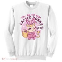Yes I'm The Real Easter Bunny Funny Cat Sweatshirt thumb 0
