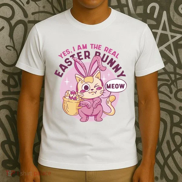 Yes I'm The Real Easter Bunny Funny Cat T-Shirt