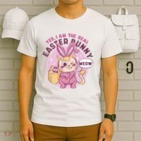 Yes I'm The Real Easter Bunny Funny Cat T-Shirt thumb 6