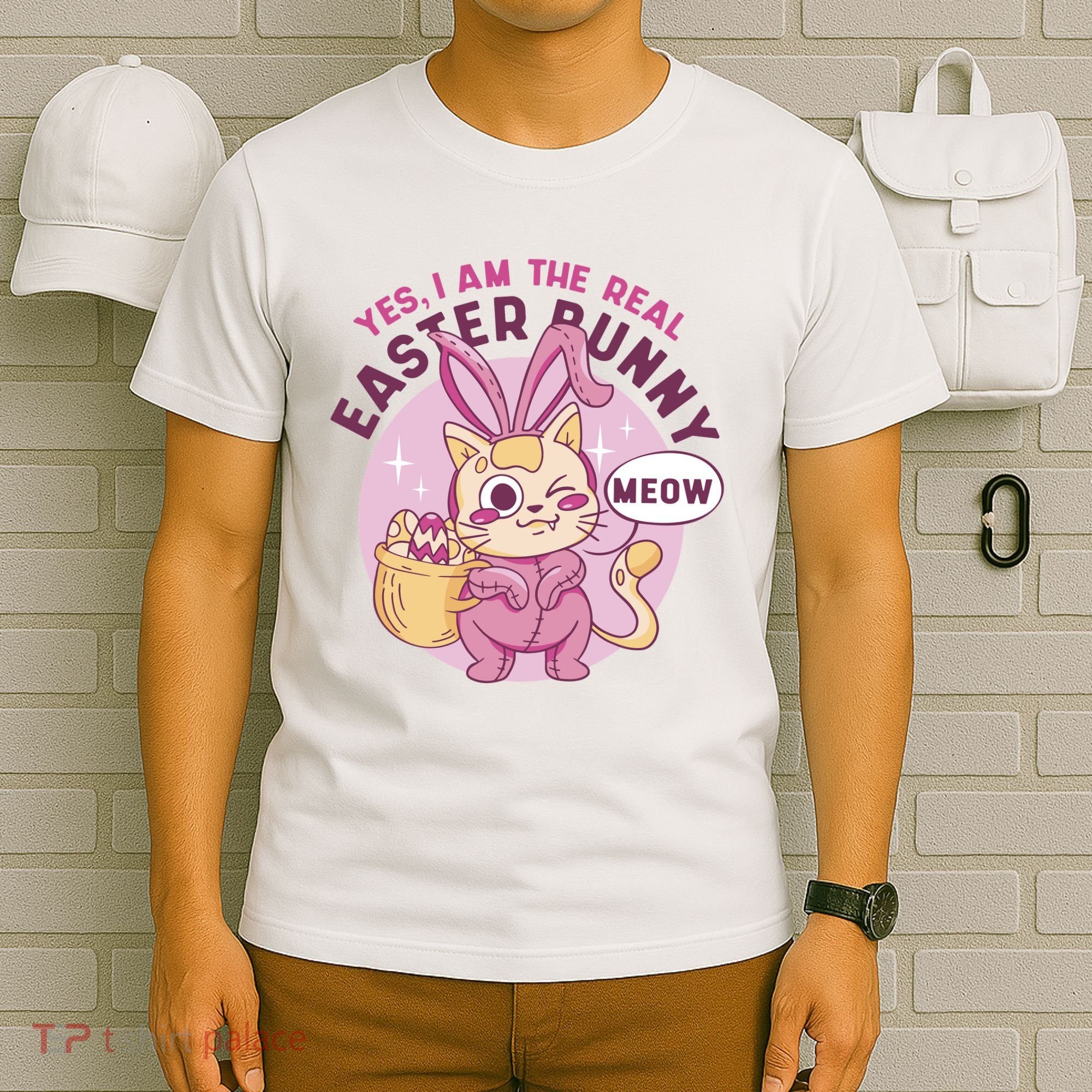 Yes I'm The Real Easter Bunny Funny Cat T-Shirt