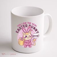 Yes I'm The Real Easter Bunny Funny Cat Coffee Mug thumb 1