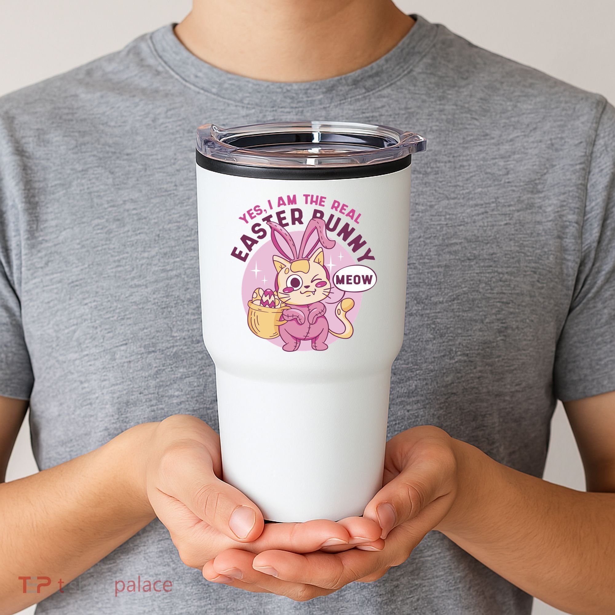 Yes I'm The Real Easter Bunny Funny Cat Tumbler