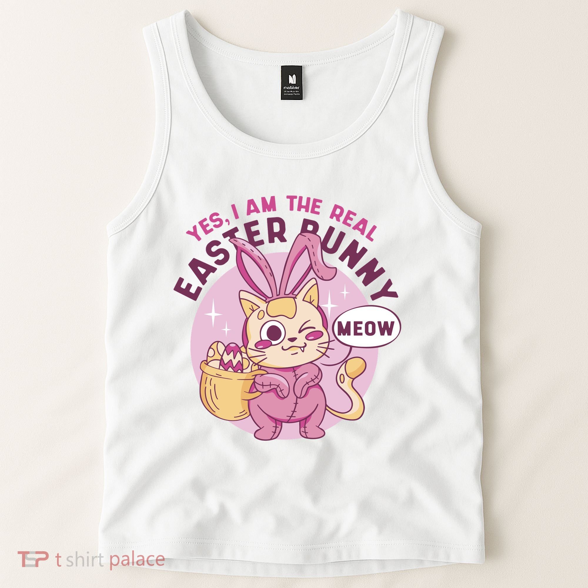 Yes I'm The Real Easter Bunny Funny Cat Tank Top