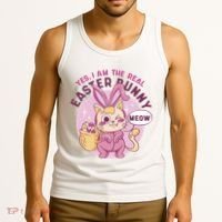 Yes I'm The Real Easter Bunny Funny Cat Tank Top thumb 3