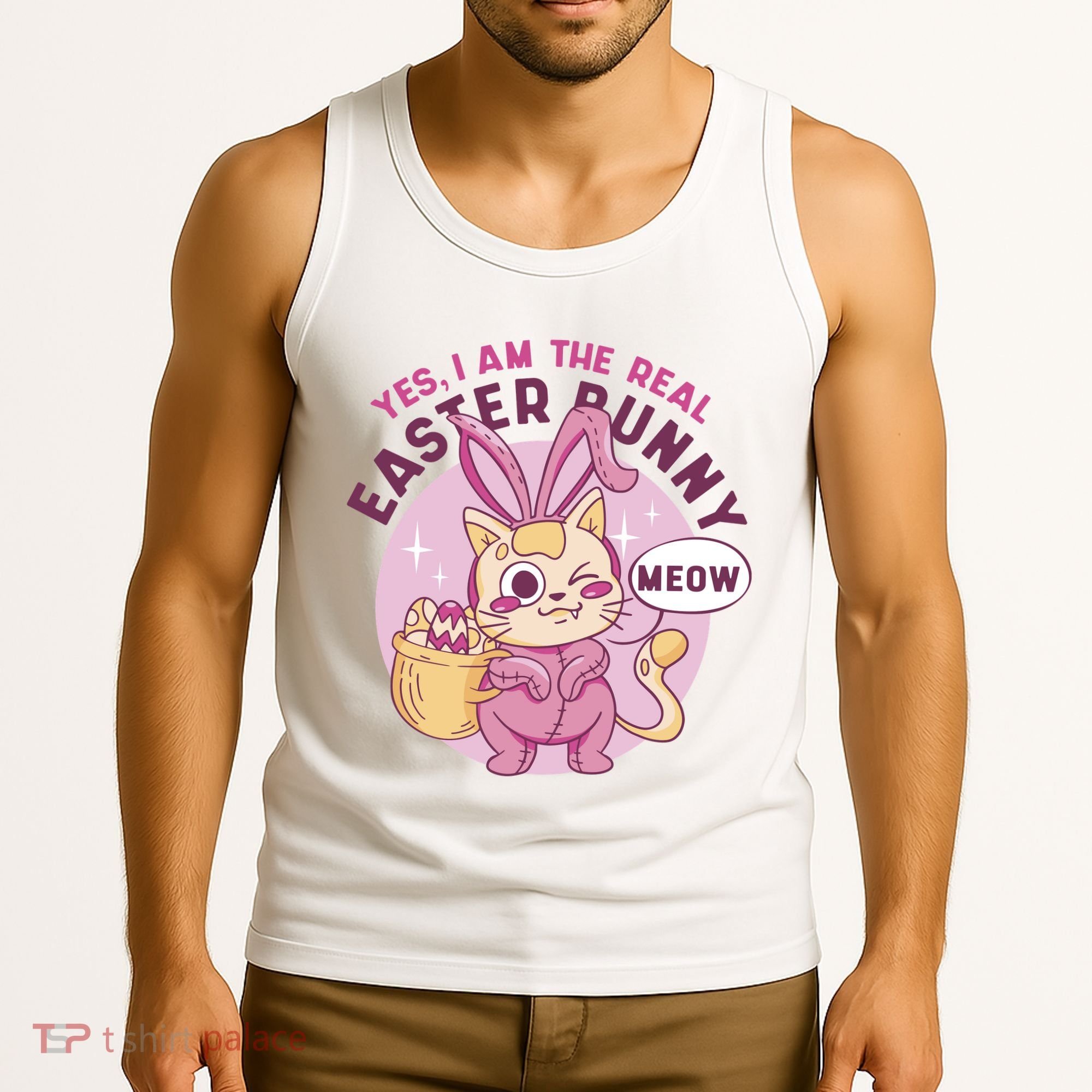 Yes I'm The Real Easter Bunny Funny Cat Tank Top