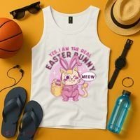 Yes I'm The Real Easter Bunny Funny Cat Tank Top thumb 4