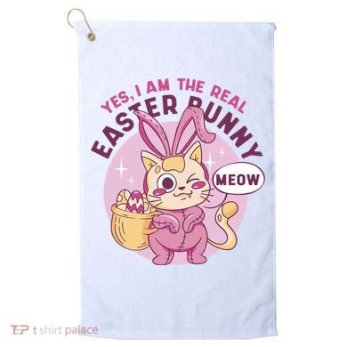 Yes I'm The Real Easter Bunny Funny Cat Golf Towel