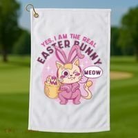 Yes I'm The Real Easter Bunny Funny Cat Golf Towel thumb 1