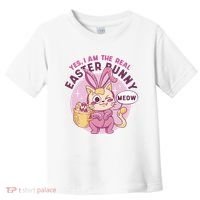 Yes I'm The Real Easter Bunny Funny Cat Toddler T-Shirt thumb 0