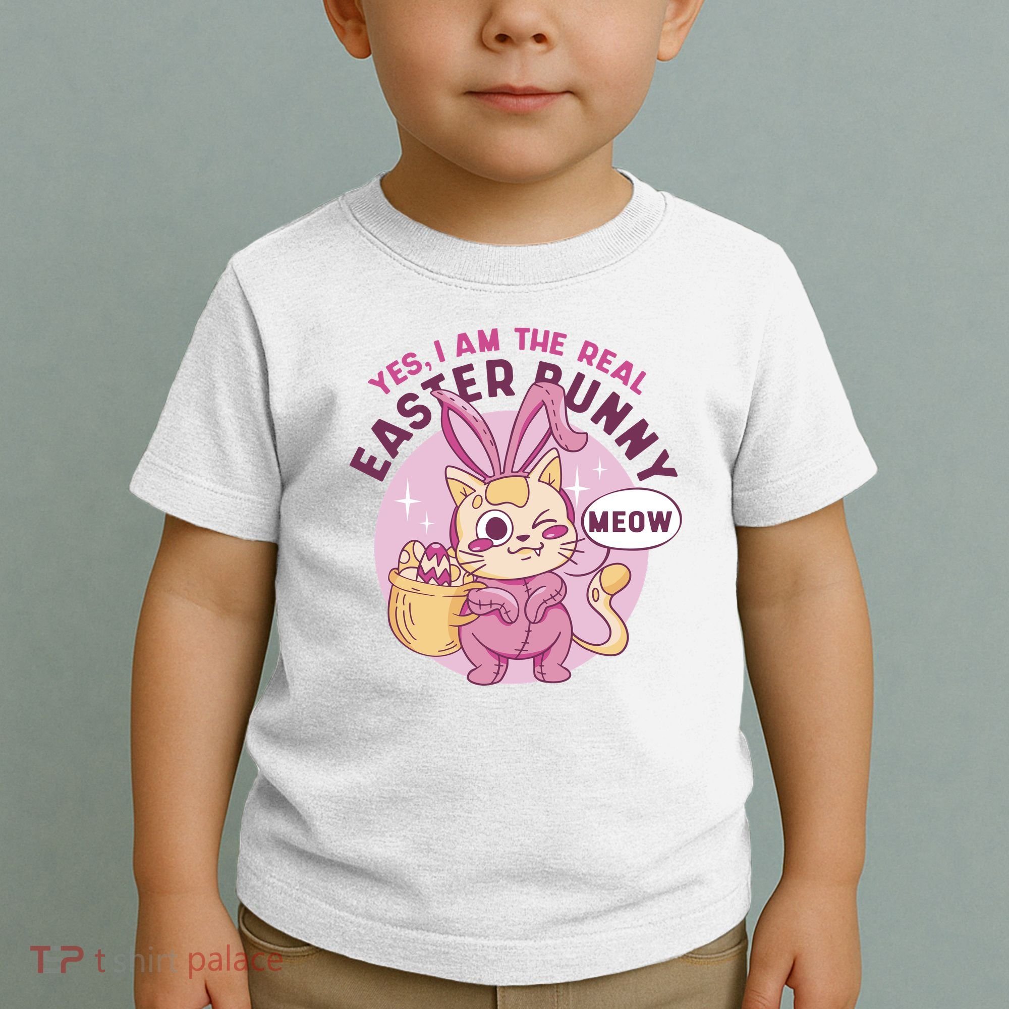 Yes I'm The Real Easter Bunny Funny Cat Toddler T-Shirt