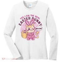 Yes I'm The Real Easter Bunny Funny Cat Women's Long Sleeve Shirt thumb 0