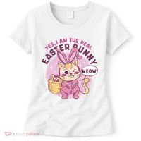 Yes I'm The Real Easter Bunny Funny Cat Women's T-Shirt thumb 0