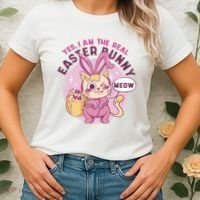 Yes I'm The Real Easter Bunny Funny Cat Women's T-Shirt thumb 2