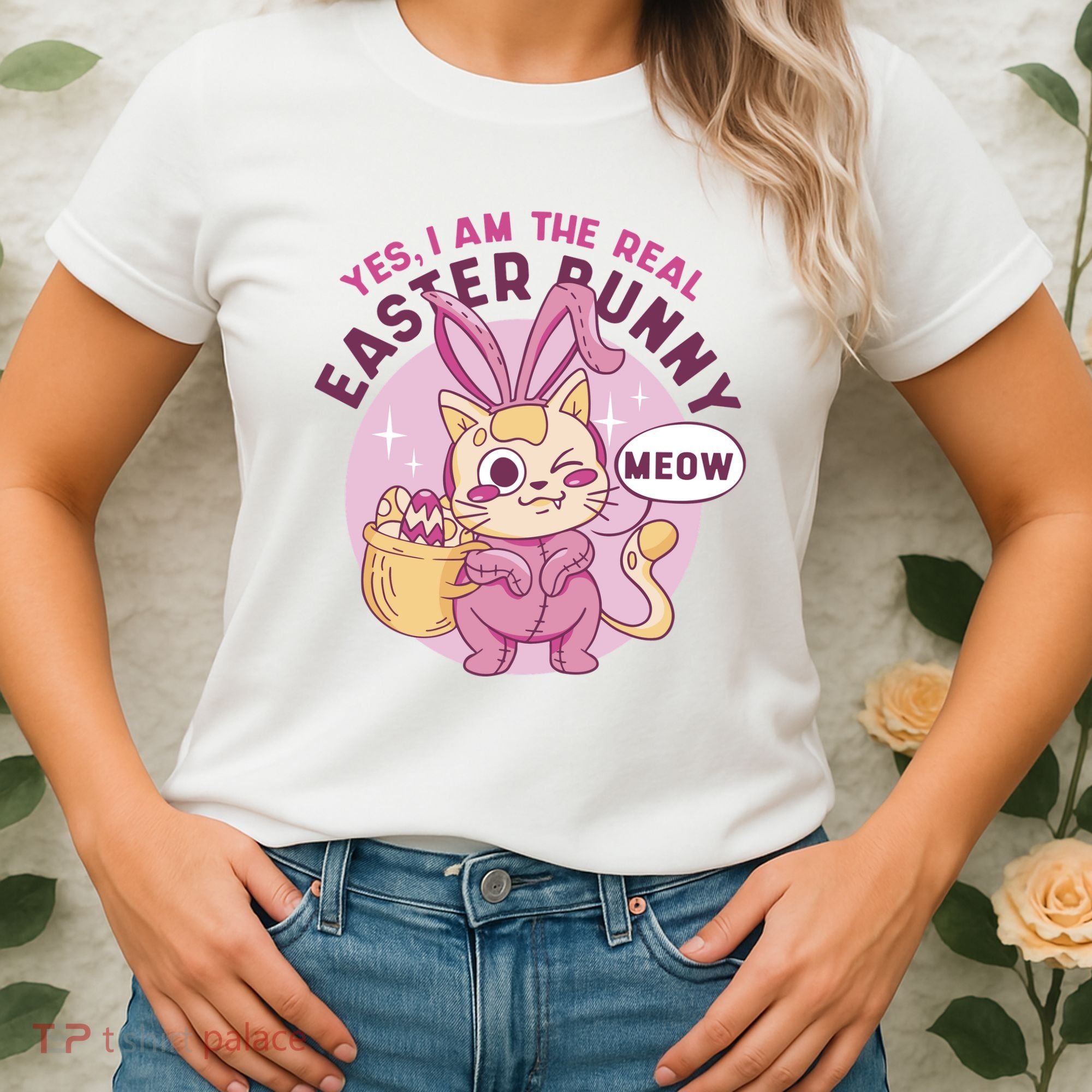Yes I'm The Real Easter Bunny Funny Cat Women's T-Shirt