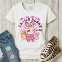 Yes I'm The Real Easter Bunny Funny Cat Women's T-Shirt thumb 3