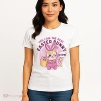 Yes I'm The Real Easter Bunny Funny Cat Women's T-Shirt thumb 4