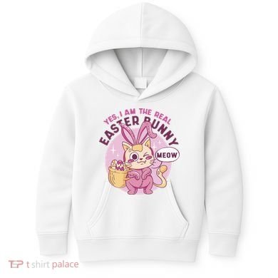 Yes I'm The Real Easter Bunny Funny Cat Kids Hoodie