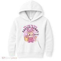 Yes I'm The Real Easter Bunny Funny Cat Kids Hoodie thumb 0