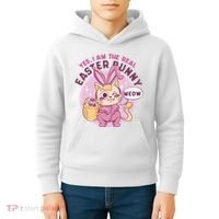 Yes I'm The Real Easter Bunny Funny Cat Kids Hoodie thumb 4