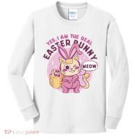 Yes I'm The Real Easter Bunny Funny Cat Kids Long Sleeve Shirt thumb 0
