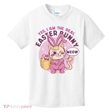 Yes I'm The Real Easter Bunny Funny Cat Kids T-Shirt