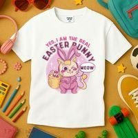 Yes I'm The Real Easter Bunny Funny Cat Kids T-Shirt thumb 3