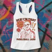 Yes I'm That Crazy Pickleball Lady Funny Women's Tank Top thumb 3