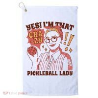 Yes I'm That Crazy Pickleball Lady Funny Golf Towel thumb 0
