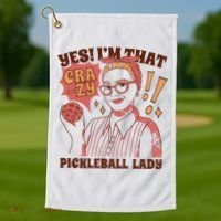 Yes I'm That Crazy Pickleball Lady Funny Golf Towel thumb 1