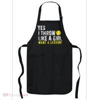 Yes I Throw Like A Girl Want A Lesson For Women Softball Apron thumb 0