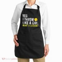 Yes I Throw Like A Girl Want A Lesson For Women Softball Apron thumb 2